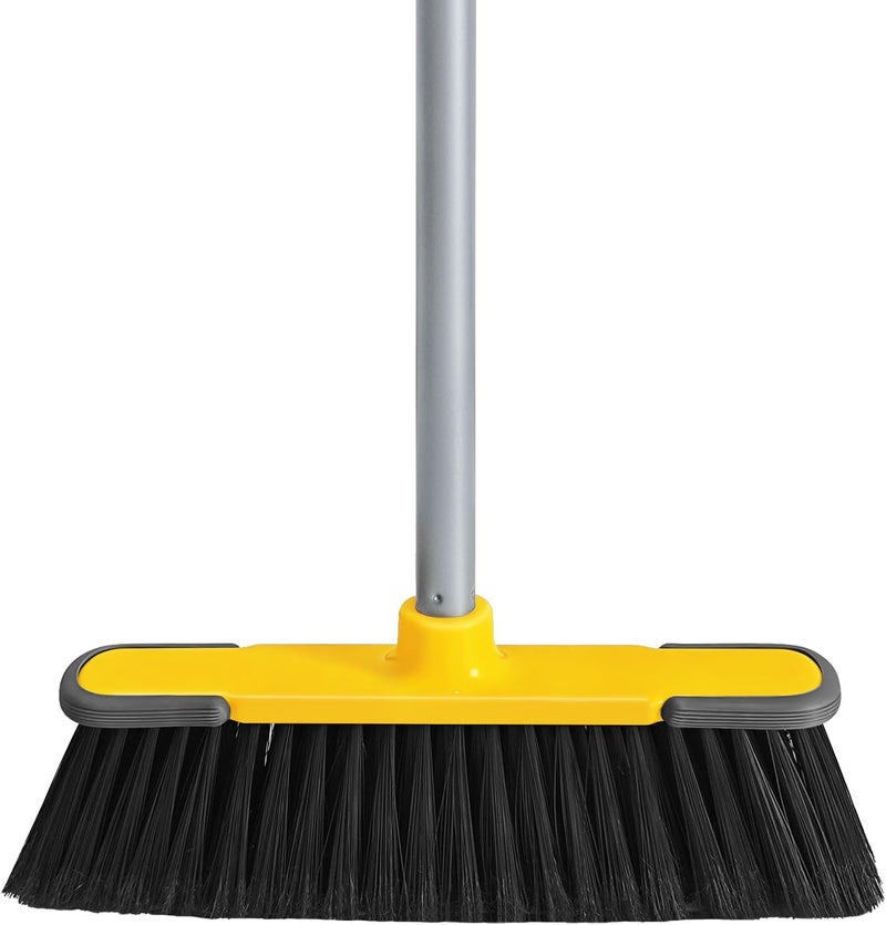 TrueYee Yellow Indoor Broom 54" Long Handle House Brooms for Floor Cleaning Sweeping Broom for Kitchen, Garage, Lobby, Patio and Garden - Image 1